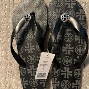 Tory Burch Black Traveler Flip Flops NWT 8M